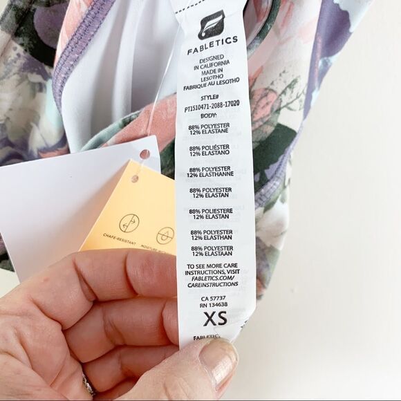 Fabletics Salar Floral Power Hold Active Leggings NWT XS Pink Gray - Picture 9 of 12